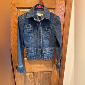 Calvin Klein Peplum Denim Jacket Fitted Size Small Jean Jacket 90’s Y2K vintage